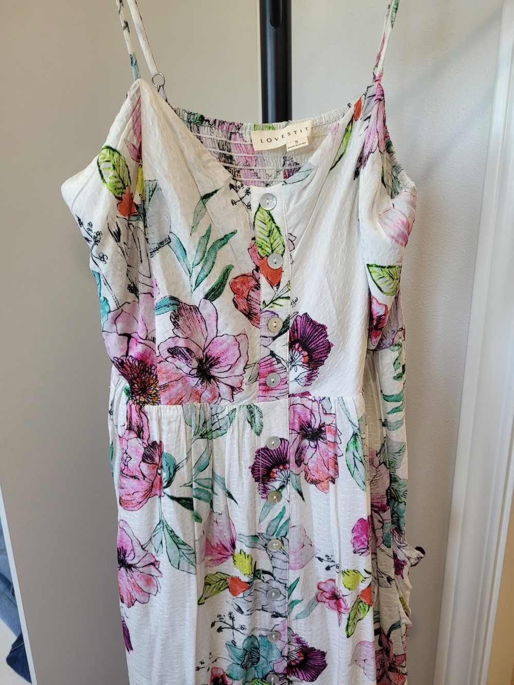 Lovestitch White Floral Button-Front Sundress